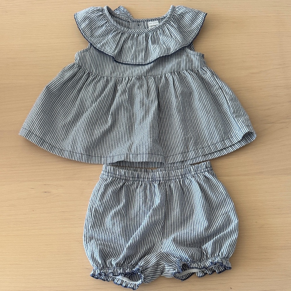 Carter's Navy Striped Diaper Cover Set